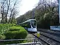 Tram arriving at Brimborion station