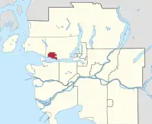 Location of the City of North Vancouver in Metro Vancouver