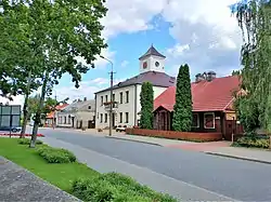 Town center with the Town Hall and historic houses