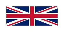 Union Flag with thick white border comprising about half of the area of the flag.