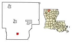 Location of Athens in Claiborne Parish, Louisiana.