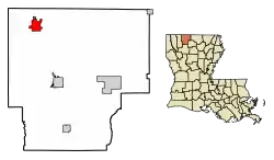 Location of Haynesville in Claiborne Parish, Louisiana.