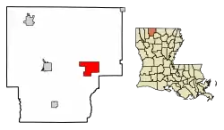 Location of Lisbon in Claiborne Parish, Louisiana.