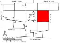 Location of Claridon Township in Marion County