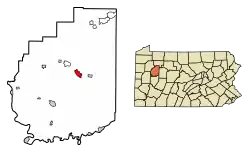 Location of Clarion in Clarion County, Pennsylvania.