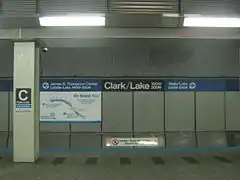 The subway platform at Clark/Lake, the network's busiest tri-level station