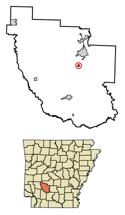 Location of Gum Springs in Clark County, Arkansas.