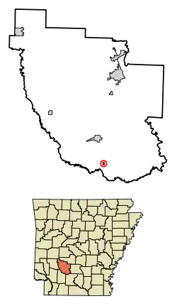 Location of Whelen Springs in Clark County, Arkansas.