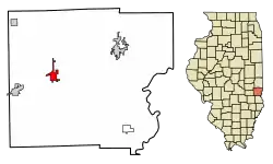Location of Martinsville in Clark County, Illinois.