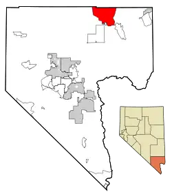 Location of Moapa in Clark County, Nevada