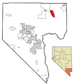 Location of Moapa Valley in Clark County, Nevada