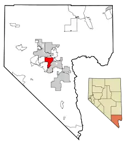Location of Paradise in Clark County, Nevada