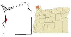 Location in Oregon and Clatsop County