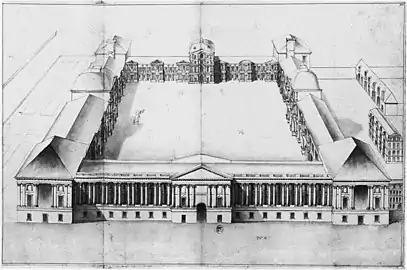 Drawing of 1668, attributed to Perrault, showing a design for the east façade of the Louvre