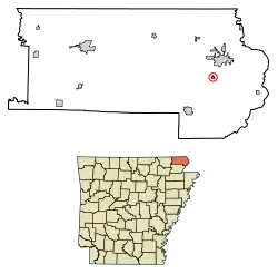 Location of Greenway in Clay County, Arkansas.