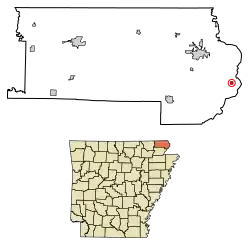 Location of Nimmons in Clay County, Arkansas.