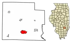 Location of Flora in Clay County, Illinois.