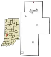 Location of Carbon in Clay County, Indiana.