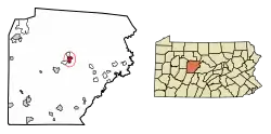 Location of Clearfield in Clearfield County, Pennsylvania.