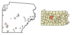 Location of Mahaffey in Clearfield County, Pennsylvania.