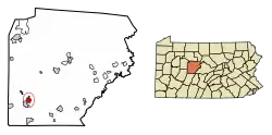 Location of Newburg in Clearfield County, Pennsylvania.