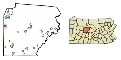Location of Troutville in Clearfield County, Pennsylvania.