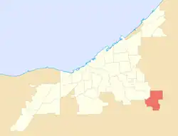 Map of the Lee–Miles historical area, comprising the neighborhoods of Lee–Harvard and Lee–Seville