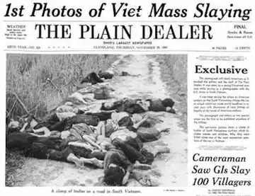 The Cleveland Plain Dealer Front Page on November 20, 1969 exposing the Mỹ Lai massacre to the world for the first time.