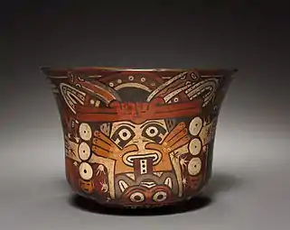 Nasca bowl; c. 100 BC; earthenware with colored slips; diameter: 12.8 × 17.7 cm; overall: 13 cm; from Peru; Cleveland Museum of Art (Cleveland, Ohio, USA)
