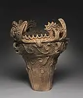 'Flame-style' vessel, Neolithic Jōmon period; c. 2750 BCE; earthenware with carved and applied decoration; height: 61 cm, diameter: 55.8 cm