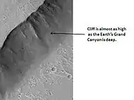 Cliff in the Kasei Valles system, as seen by HiRISE.