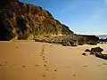 The start of the footpath that runs along the cliffs towards Praia da Oura east of Aveiros.