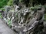 Weather-sculpted moorland stones at entrance to grounds of the museum.