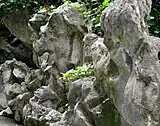 Weather-sculpted moorland stones at entrance to grounds of the museum.