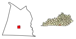 Location of Albany in Clinton County, Kentucky.