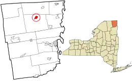 Location in Clinton County and the state of New York.
