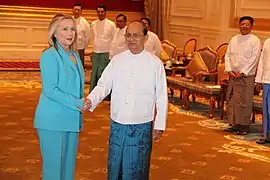 Thein Sein with Hillary Clinton