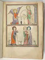 Annunciation and Visitation, folio 1r