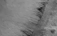 Close-up of gullies in Green Crater, as seen by HiRISE.