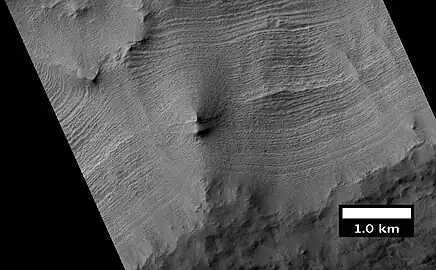 Close-up of layers in wall of McMurdo crater, as seen by HiRISE.