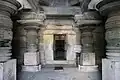 Closed mantapa with lathe turned pillars in Shantinatha Basadi in Jinanathapura