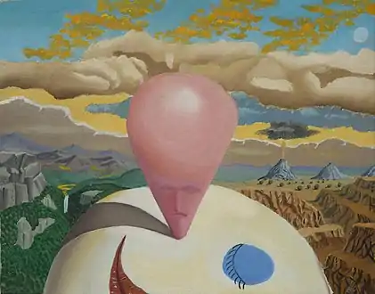 Clown in a Landscape, 1983; oil on canvas, 40 x 50 cm