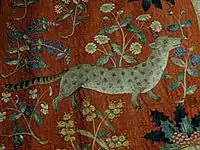 Detail of one of The Lady and the Unicorn millefleur tapestries, c. 1500