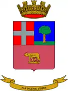 The coat of arms of the Combat Engineer School of the Italian Army.