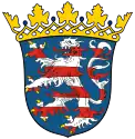 Lion barry of ten argent and gules in the arms of the German state of Hesse