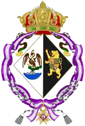 Coat of arms of Carlota, Titular Empress Dowager of Mexico as dame of the Order of Queen Maria Luisa