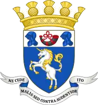 Coat of arms of Roxburghshire District Council 1975–1996.