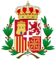 Coat of arms of Spain, reign of Amadeus, Laurel wreath variant(1870–1873)