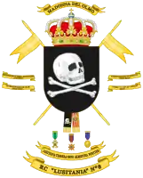 Skull and crossbones as a charge in heraldry on the coat of the 8th Lusitania Cavalry Regiment