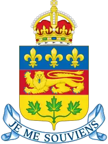 1957 Coat of Arms of Québec with French, English and Canadian elements